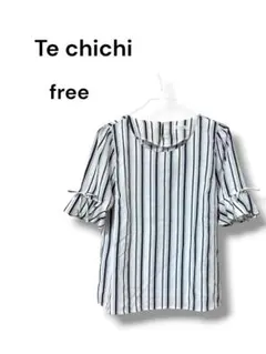 【Te chichi】テチチ キャンディースリーブ ストライプブラウス リボンFのサムネイル