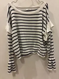 ZARA ザラ　ストライプ フレア袖 Tシャツ