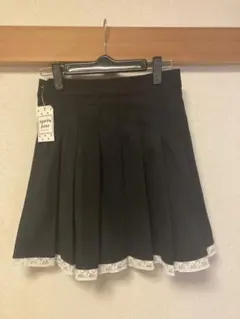アプレジュール 黒プリーツミニスカート レース付き Fサイズ
