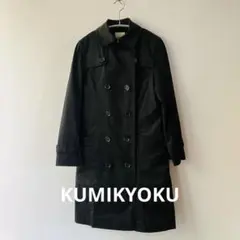 組曲 ブラックトレンチコート 取り外せるライナー付き