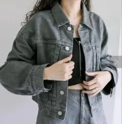新品❣️異素材デニムブルゾン デニムコンビネーションブルゾン lumier