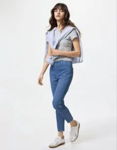 ユニクロ ウルトラストレッチクロップドデニムレギンスパンツ 65BLUE L