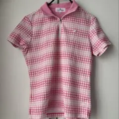 courreges ハーフジップ ポロシャツ ピンク ドット柄 38のサムネイル