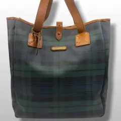 POLO RALPH LAUREN トートバッグ チェック レザー グリーン
