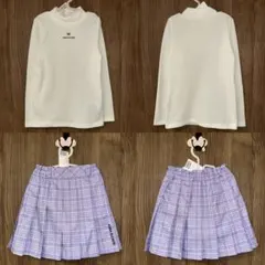ANNA SUI mini テレコ長袖Tシャツ+チェックスカパン 130cm