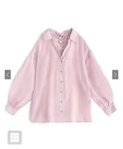 ストライプ柄バックレースアップシアーシャツ［dk955］