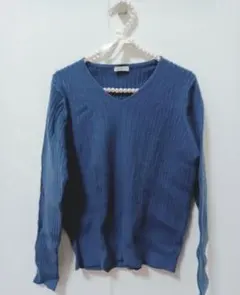Honeys ネイビーブルー 長袖ニットセーター M