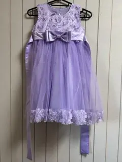薄紫 花柄レースドレス 115cm-120cm
