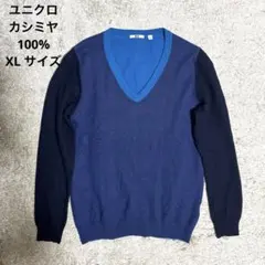 ユニクロ カシミヤ100% ニットセーター Vネック 貴重なマルチカラー XL