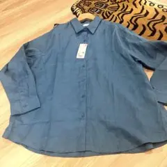 UNIQLO プレミアムリネンシャツ 3XLサイズ　Blue ブルー　大きめ