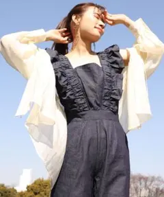 ナイスクラップ　フリルサロペット　デニム　オーバーオール