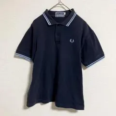 FRED PERRY フレッドペリー　シャツ　半袖　綿　ネイビー