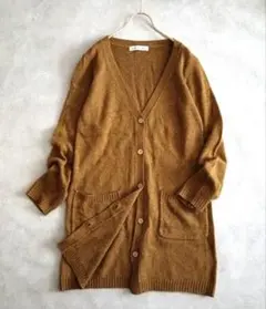 B.L.U.E. ウールブレンド　ロングカーディガン　ブラウン　M