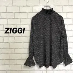 韓国製　ZIGGI 総柄ブラウス　長袖　ギャザー　フレアスリーブ　春　昭和レトロのサムネイル