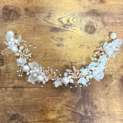 カチューシャ ティアラ お花 ヘッドドレス ヘアアクセサリー パール 結婚式