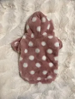 犬服 フード付き 水玉模様 ピンク