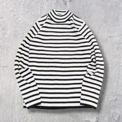 90s ボーダー ハイネックニットトップス L 長袖 カジュアル ナチュラル