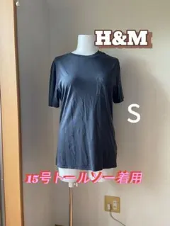 S H&M 未使用　タグ付　ダークグレー 半袖 Tシャツ　胸ポケット