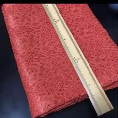 赤い花柄レース生地 約幅140cm 約長さ60cm両山