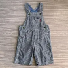 ミキハウス　オーバーオール　M 80ー90 白×紺