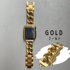 applewatch 極太 バンド マット チェーン ステンレス 金 ゴールド