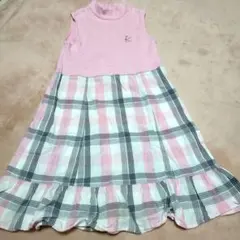 ★ラストセール★　組曲　ノースリーブワンピース ピンク ホワイトチェック 120