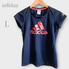 アディダス　ロゴTシャツ　半袖　ネイビー　L トレーニングウェア　スポーツ