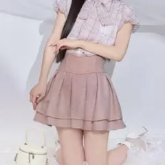 ミシェルマカロン 美脚エレガントツイードスカート ピンク