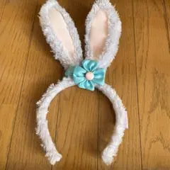 ウサギ耳カチューシャ 水色リボン付き