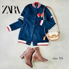 ZARA BASIC スタジャン風ロングジャケット ネイビー XS