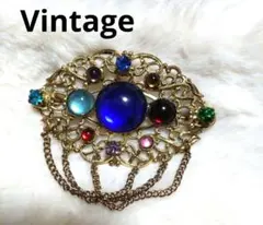 マルチカラー　キラキラブローチ　ヴィンテージ品
