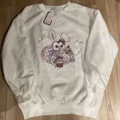 眞白ありす　ウサギプリントオフホワイトスウェットLL トレーナー