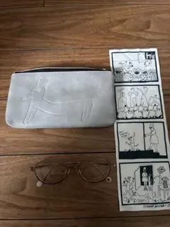 jiNSオーバルフレーム メガネ メガネ拭き、ケース付き