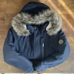 ネイビー ファー付きフード ダウンコート 100cm