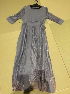 パーティドレス　レース&シフォンプリーツ