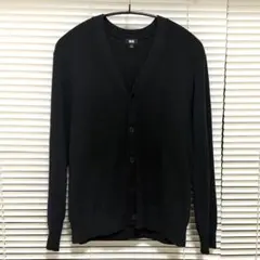 ユニクロ ウォッシャブルミラノリブVネックカーディガン ブラック Lサイズ