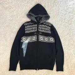 メイルアンドコー/ニットパーカー/M/黒/カジュアル/通勤/冬/防寒/普段使い