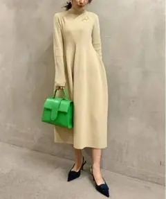 （K09364）ミラオーウェン 畦編み構築ボリュームニットドレス　0