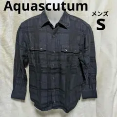Aquascutum★アクアスキュータム　ダークグレー チェック柄 長袖シャツ