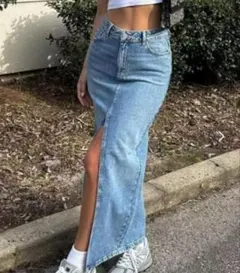 スリット デニム ロングスカート