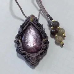 パープルマイカ マクラメ ネックレス ペンダント レピドライト 天然石
