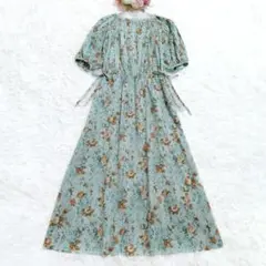 インゲボルグ ピンタック レース 百日紅 花柄 サイドリボン ワンピース