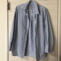 GU 青と白のストライプ 長袖シャツ S