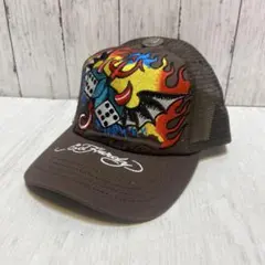 未使用⭐️ Ed Hardy エド ハーディー キャップ　メッシュ　刺繍　ブラウン