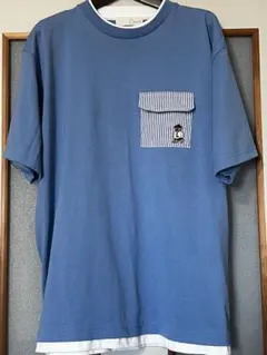LOGOS DAYS フェイクレイヤード 半袖Tシャツ ブルー LL