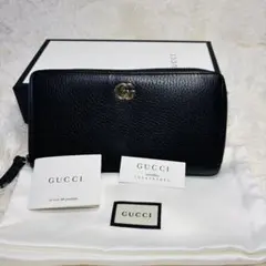 美品 GUCCI マーモント ラウンドジップ 長財布 GG 黒 ブラック 財布