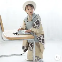 ひよこ商店 被布セット 七五三 3歳 男の子 アイスブルー銀彩×ベージュ七宝
