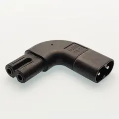 メガネ型 電源コード L字変換アダプター 2ピン オス-メス