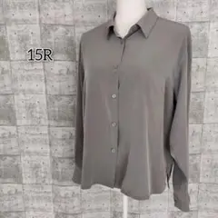 ノーブランド 【15R】 トップス シャツ 前開きボタン 日本製 シンプル 無地