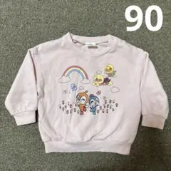 B-408★それいけ！アンパンマン トレーナー ピンク 刺繍 90